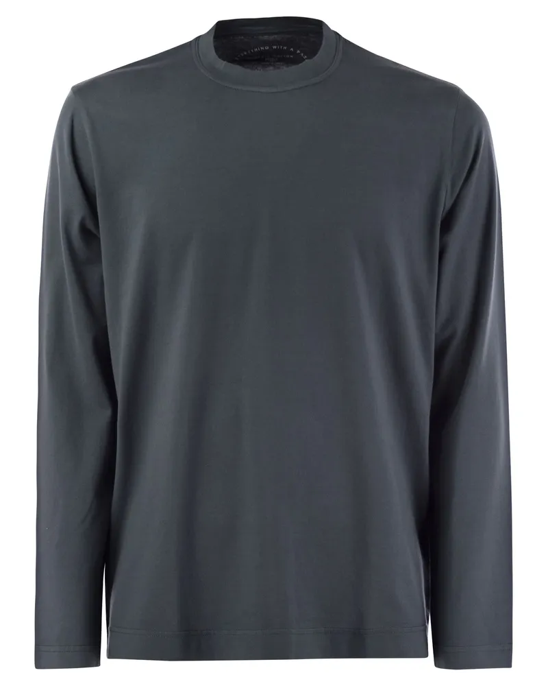 Fedeli Giza Baumwoll Crew Neck T -Shirt Avio