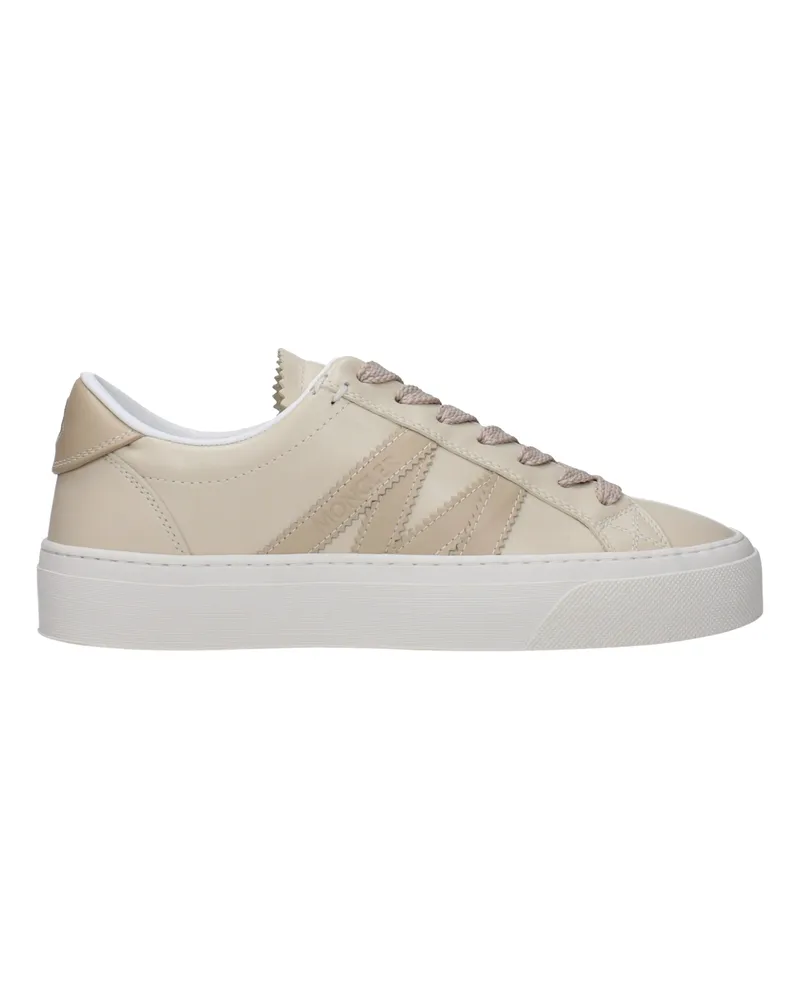 Moncler Sneakers Monaco 2 Damens Leder Beige -