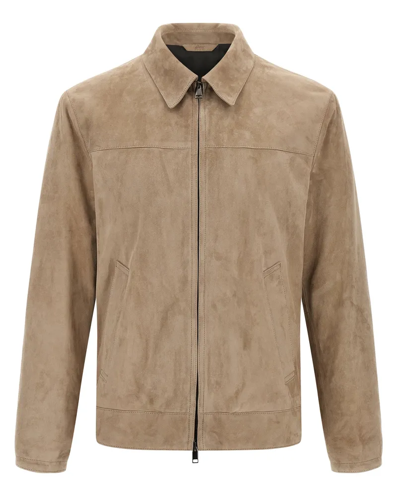 Brioni Suede Blouson Beige