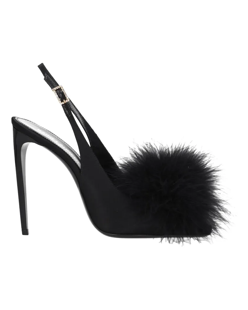 Saint Laurent Damens Satinschwarze Sandalen -