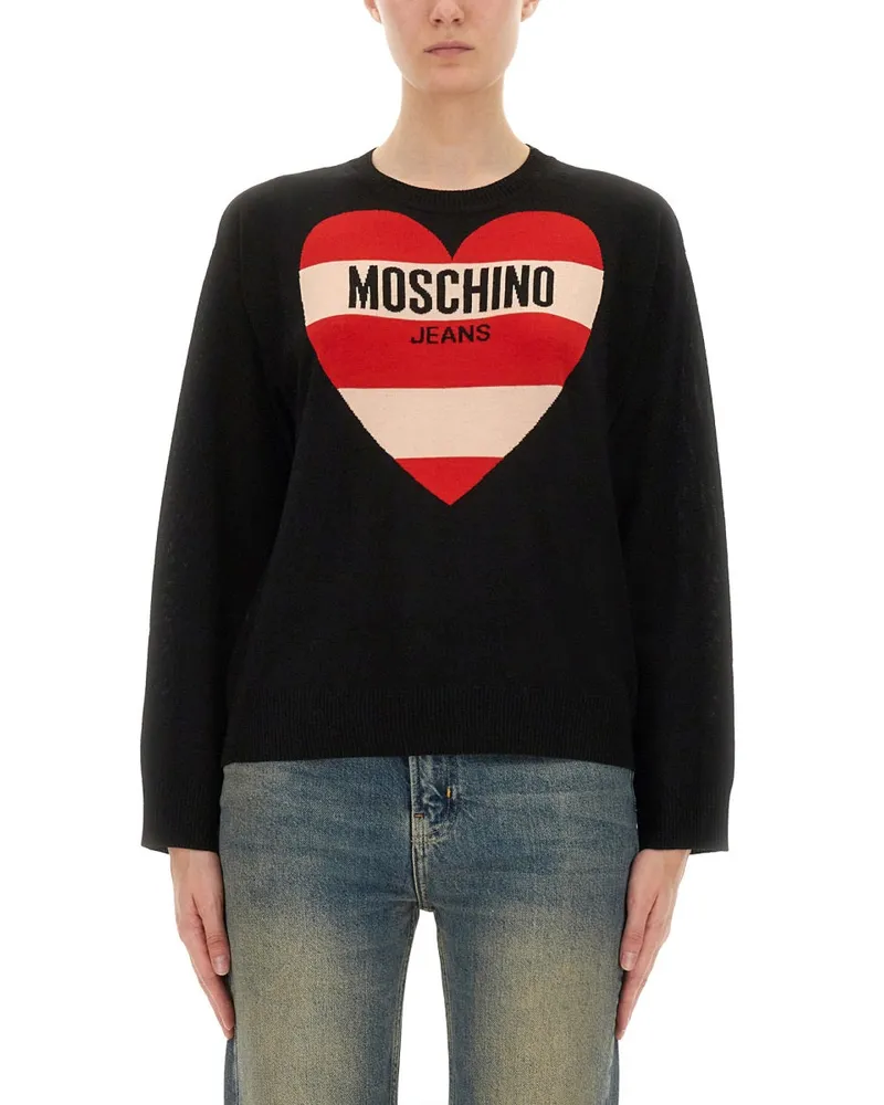 Moschino Moschino -Jeans -Netz mit Inlay -Muster Black
