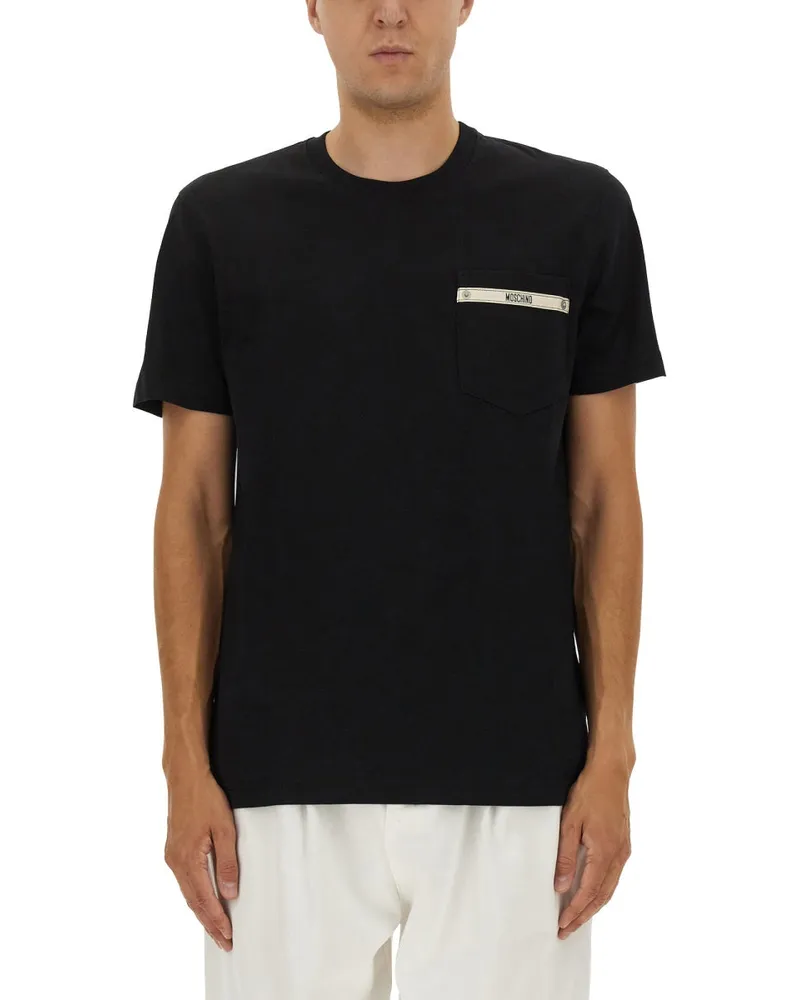 Moschino T -Shirt mit Logo -Band Black