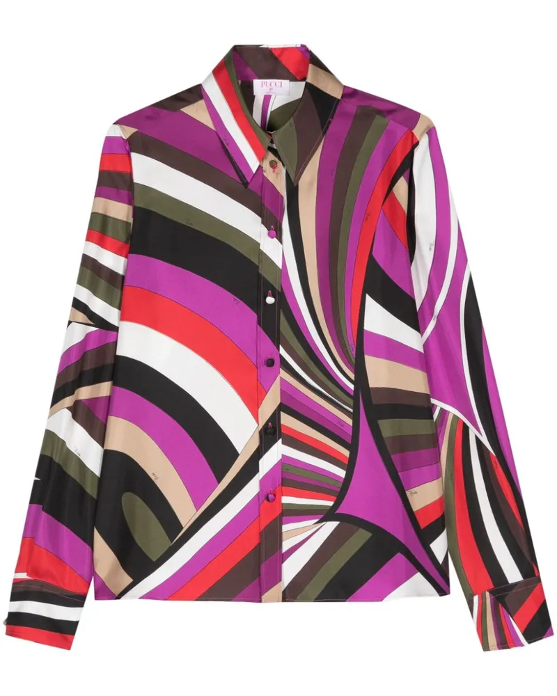 Emilio Pucci gedrucktes Seidenhemd Fuchsia