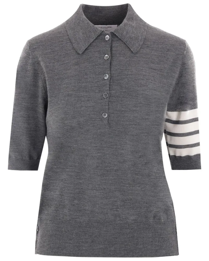 Thom Browne Poloshirt aus Wolle von Grey