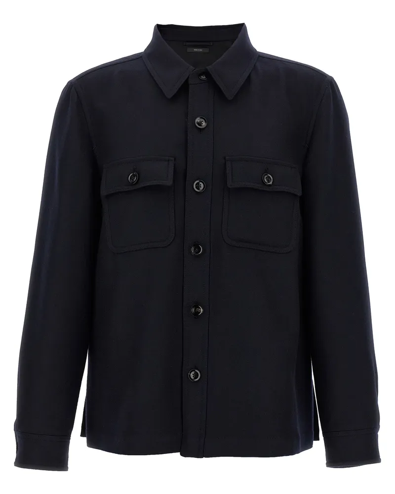 Tom Ford Double Splittable Light Wool' Overshirt Blue