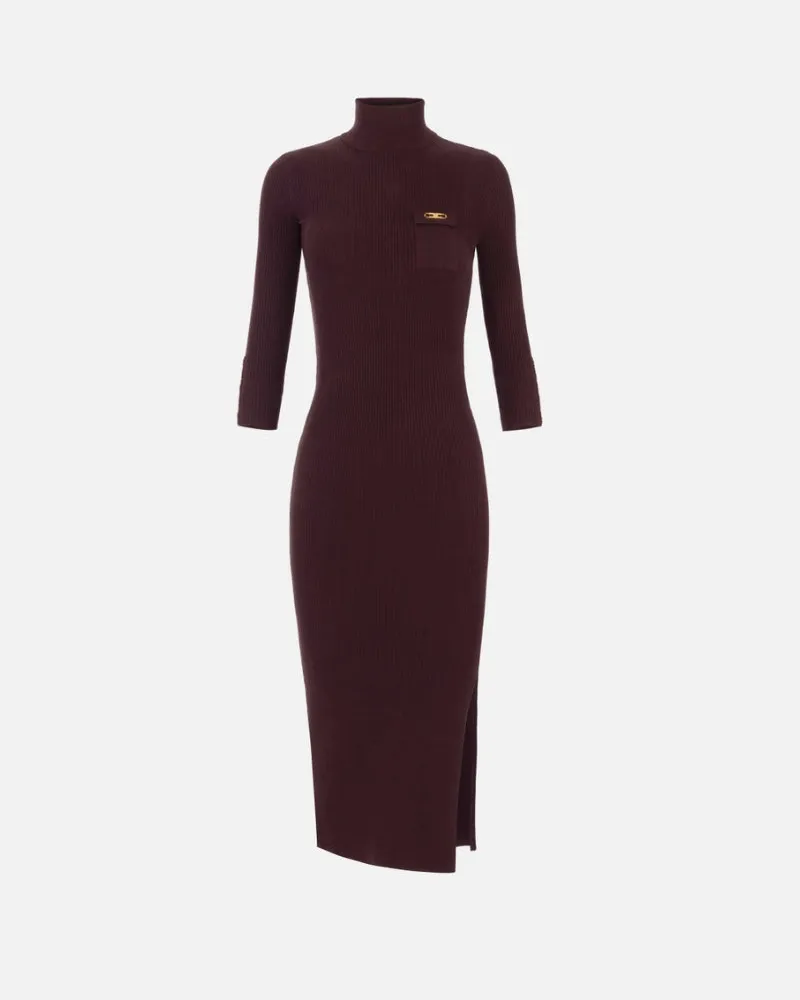 Elisabetta Franchi Strickkleid mit Tasche Vino