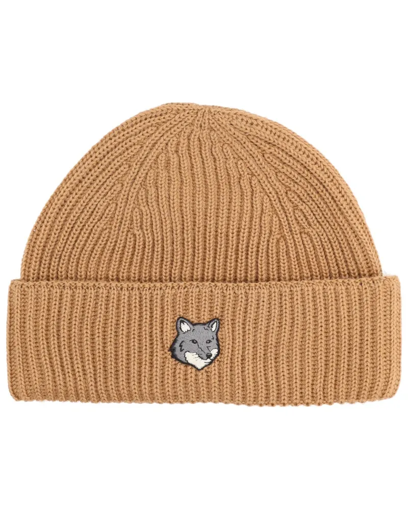 Kitsuné Beanie mit Fox Patch Brown