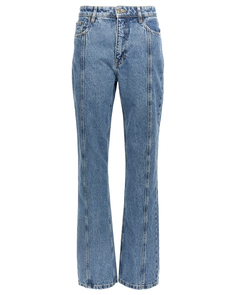 ROTATE Birger Christensen Drehen Sie Birger Christensen Velcro -Logo -Jeans Blue