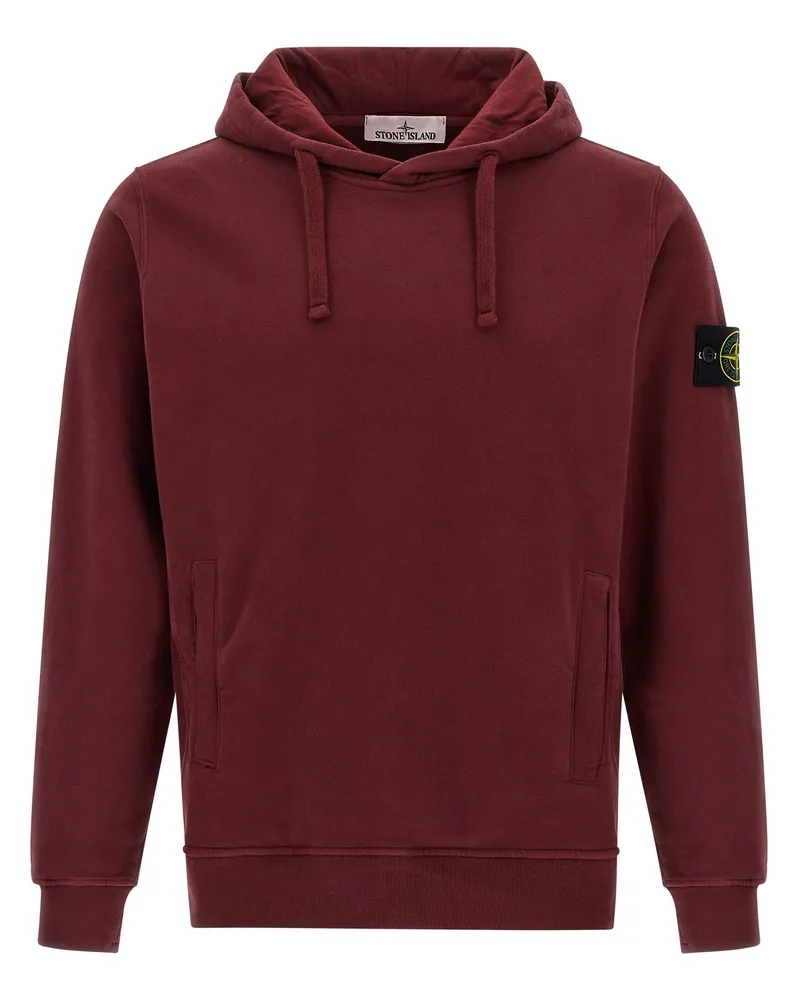 Stone Island Logo Badge Hoodie Bordeaux