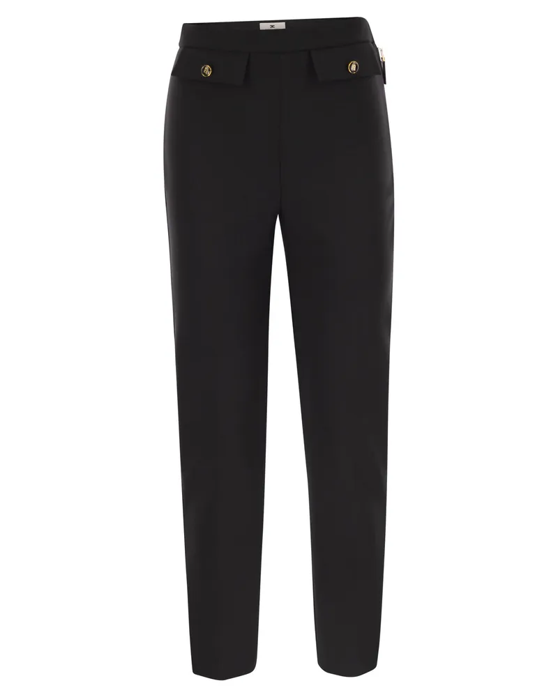 Elisabetta Franchi Double Crepe Trousers Black