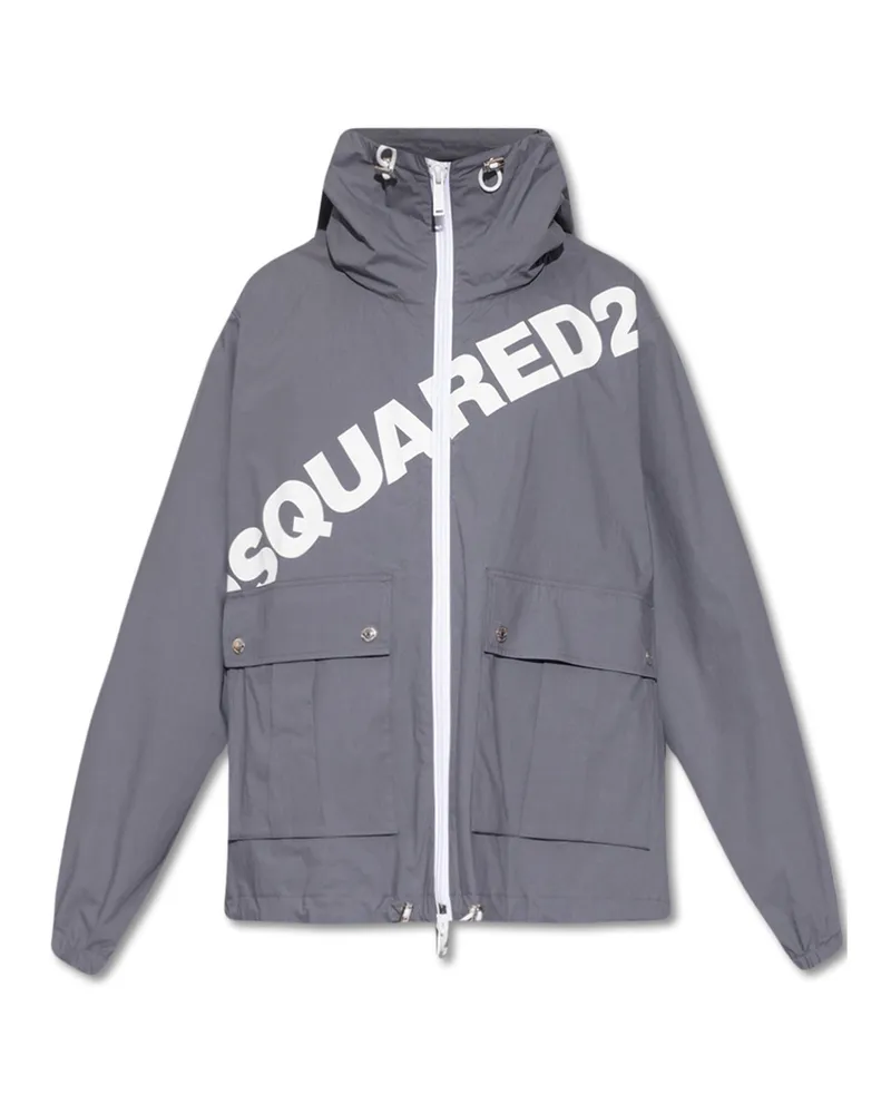 Dsquared2 DSQUORT2 LOGO HOODED Windbreaker Gray