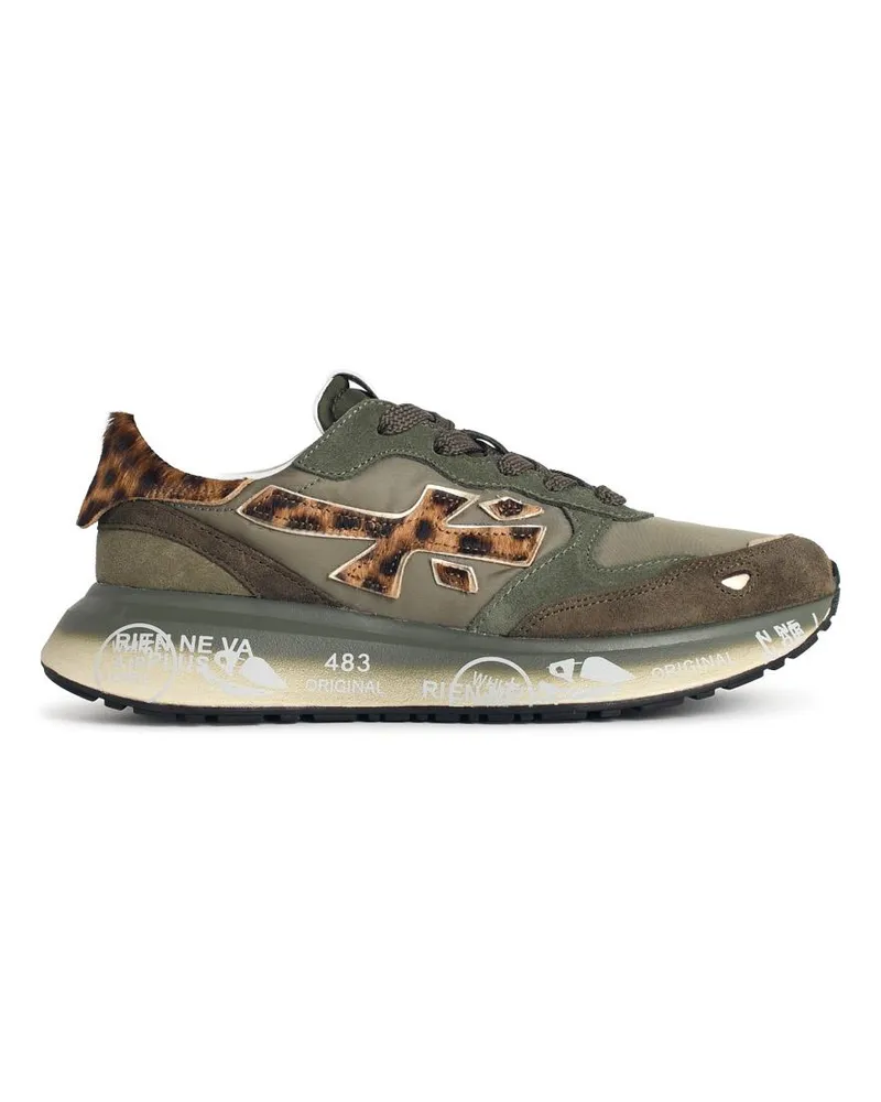 Premiata Lauryn' Sneakers in Wildleder und grüner Stoff Green