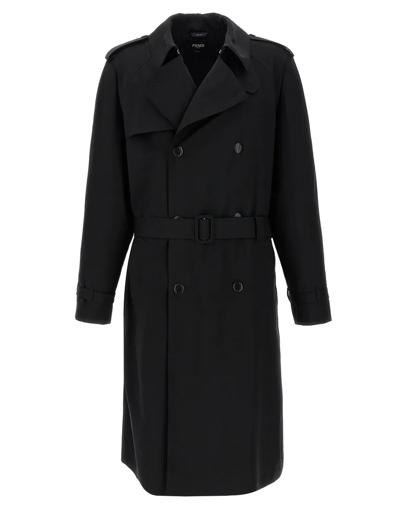 Fendi Woll Trenchcoat Black