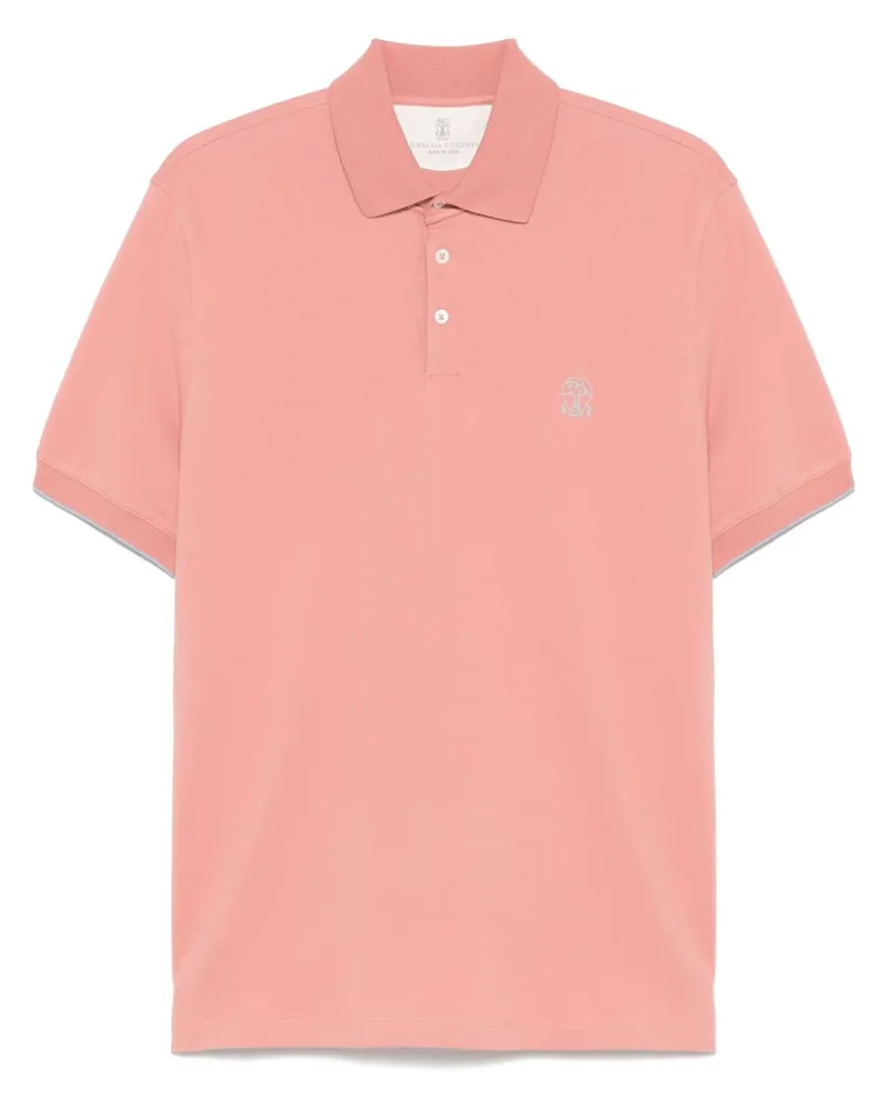 Brunello Cucinelli Logo Baumwoll -Polo -Hemd Orange