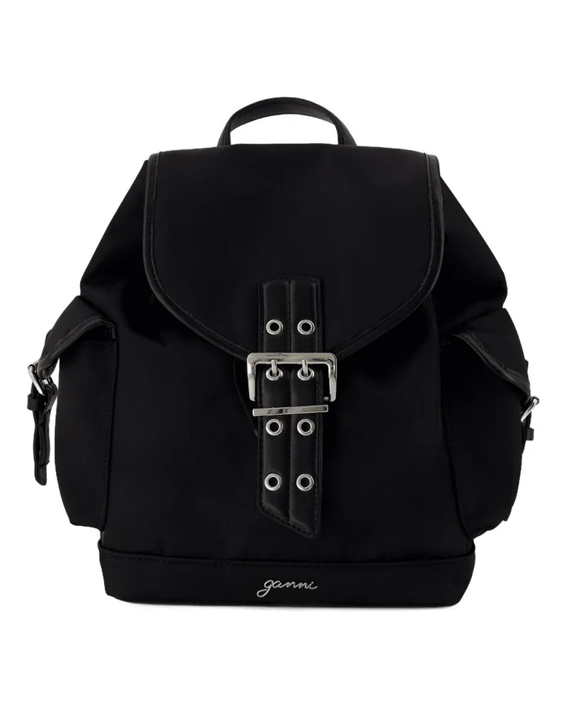 Ganni Bucky kleiner Rucksack  Nylon Schwarz Schwarz