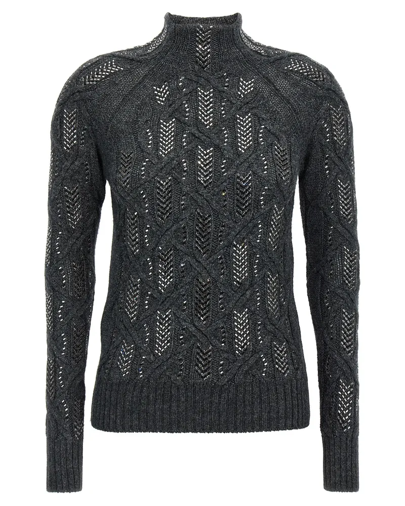 Ermanno Scervino Crystal Braid Sweater Gray