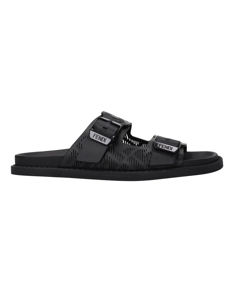 Fendi Slipper und Hufe Männer Leder schwarz -