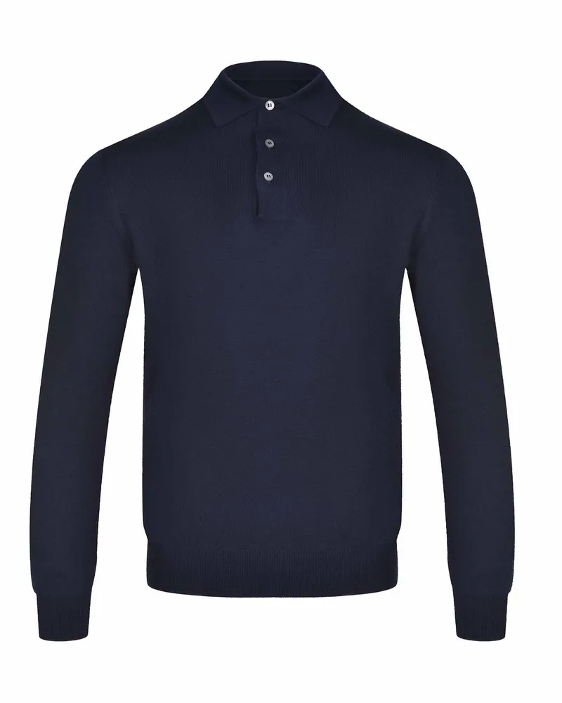 Tagliatore Polo  aus jungfräulicher Wolle Blue