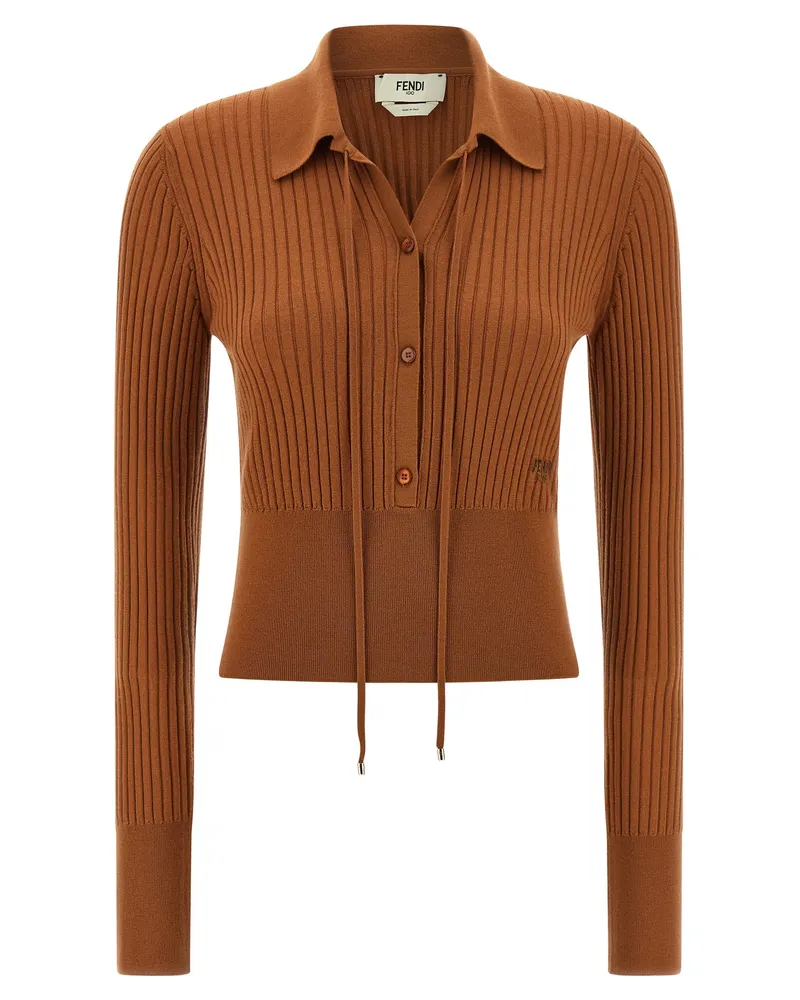 Fendi gerippter Pullover Brown