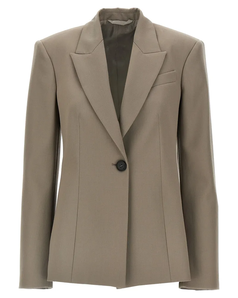 ATTICO Der Attico Single Breasted Wool Blazer Gray