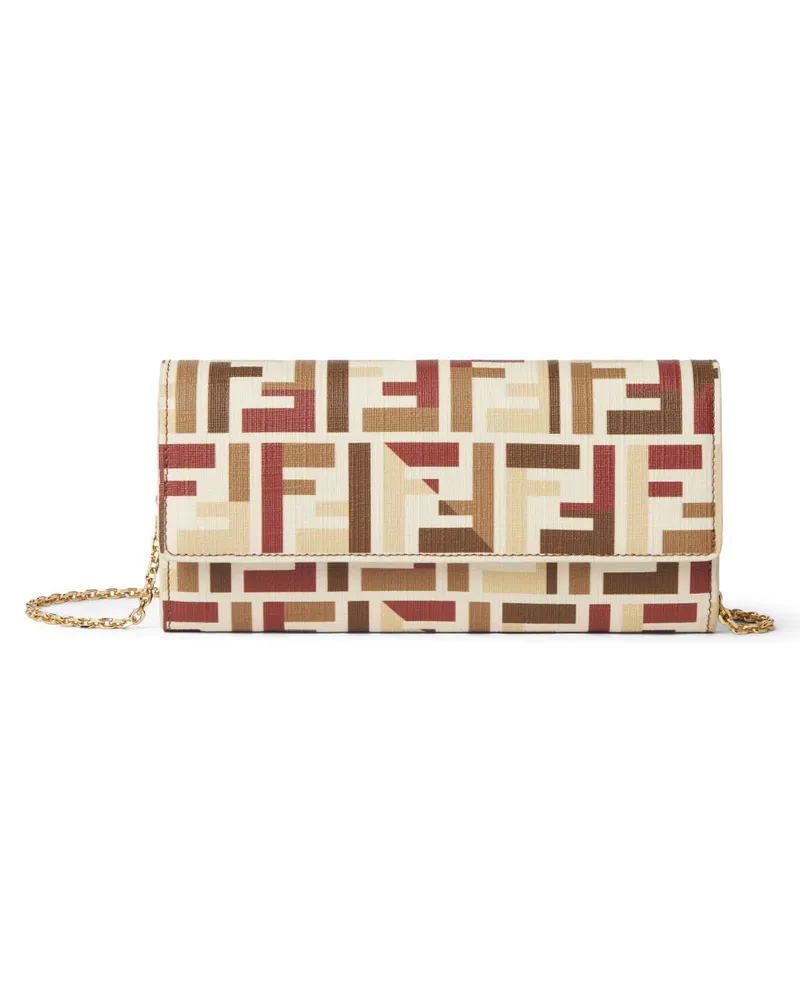 Fendi kontinentaler" Brieftasche mit Kette Beige