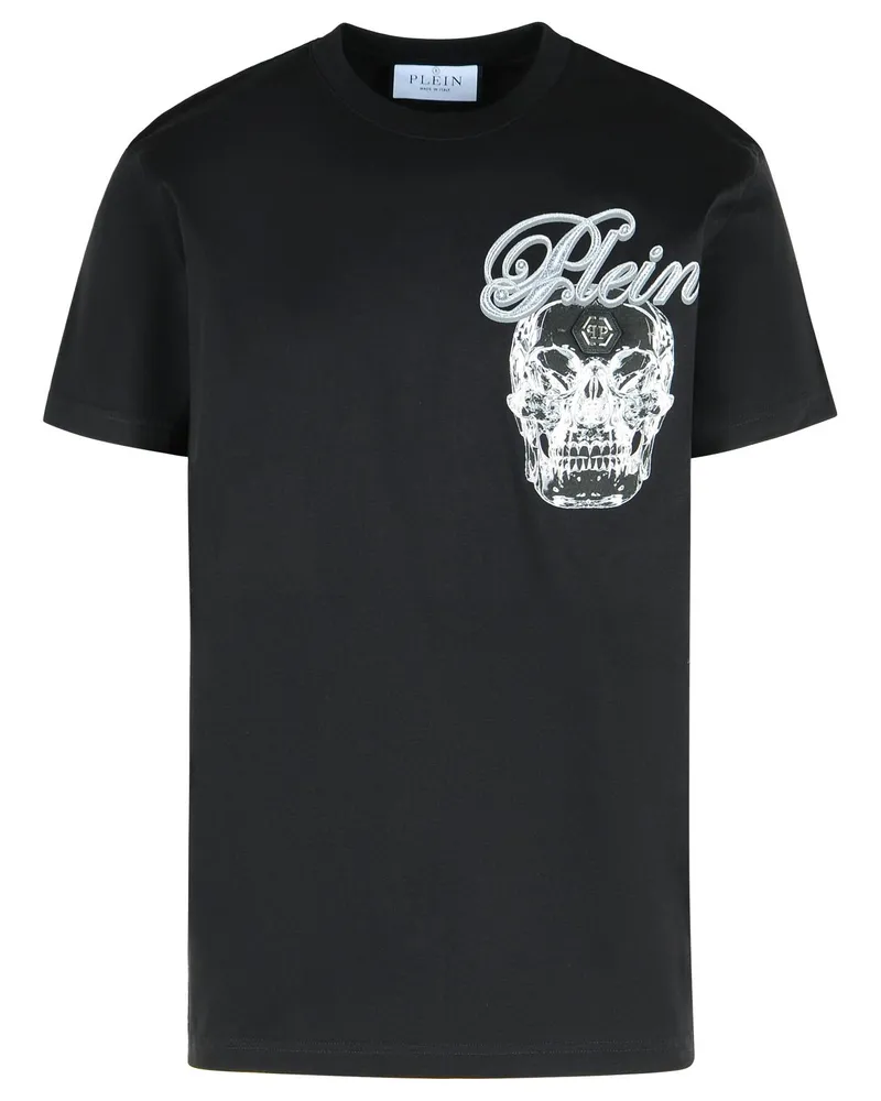 Philipp Plein schwarzer Baumwoll -T -Shirt Black