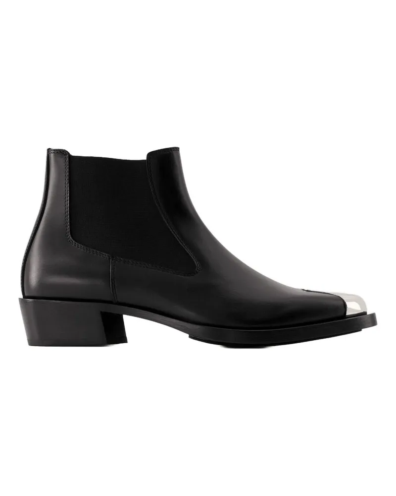 Alexander McQueen Chelsea -Stiefel  Leder schwarz/ silber Black