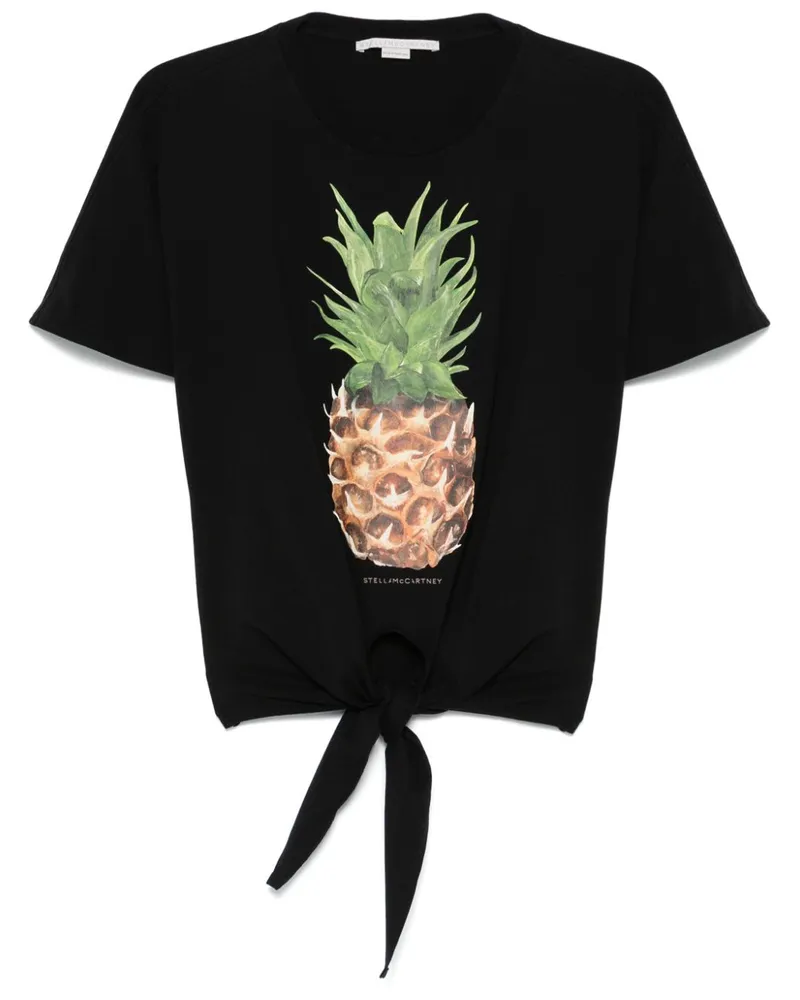 Stella McCartney Ananas Baumwoll -T -Shirt Black
