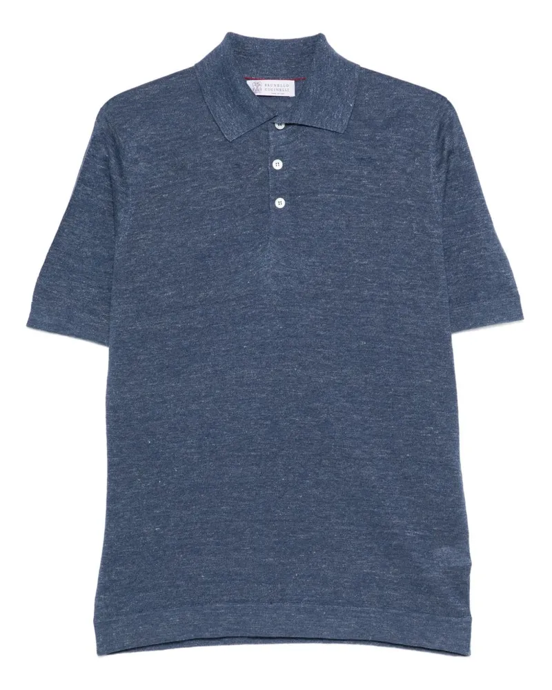 Brunello Cucinelli Poloshirt aus Leinen- und Baumwollmischung Clear