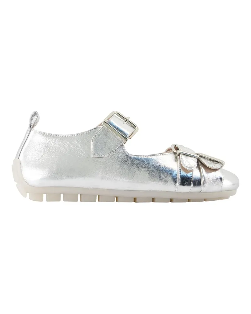 Simone Rocha Schnalle Grip Ballerina  Leder Silber Silver