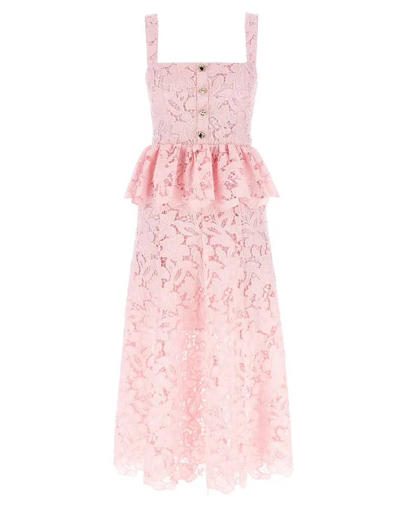 Self-Portrait Self -Porträt 'Pink Lace Peplum Midi' Kleid Pink