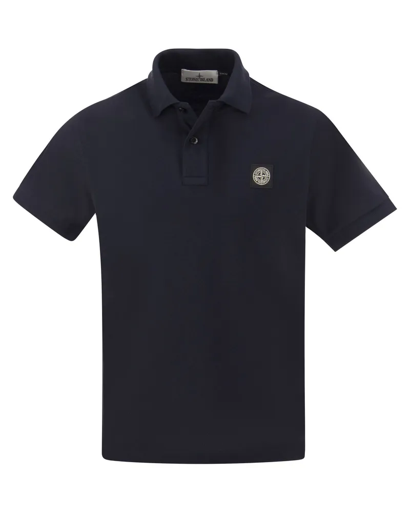 Stone Island Slim Cotton Polo -Hemd Blau