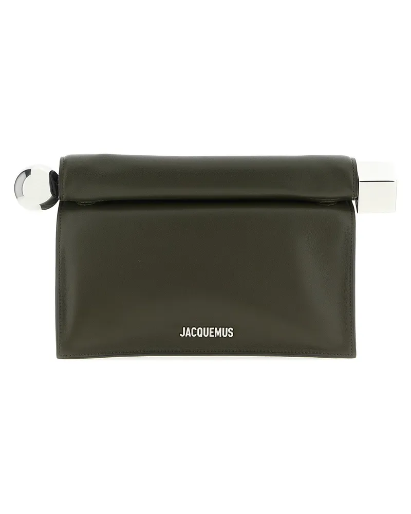 Jacquemus La Pochette Rond Carré' Clutch Green