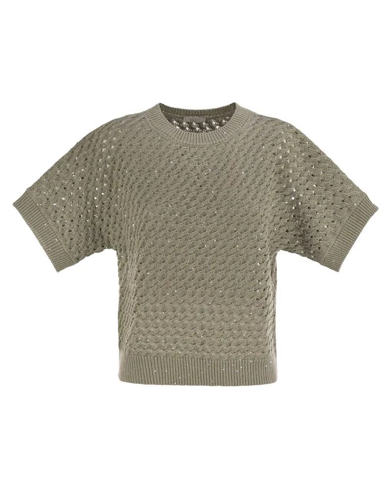 Peserico Baumwoll -Cordonnet -Jumper mit Pailletten Green