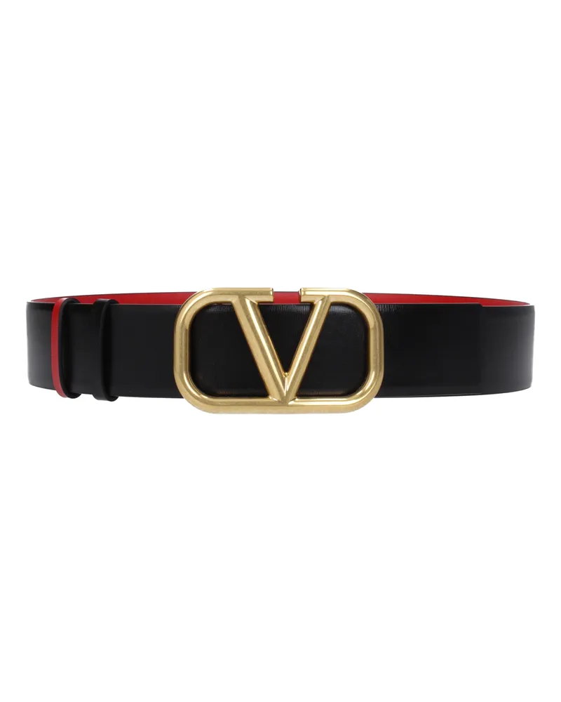 Valentino Garavani Frauen 's Ledergürtel schwarz/rot -