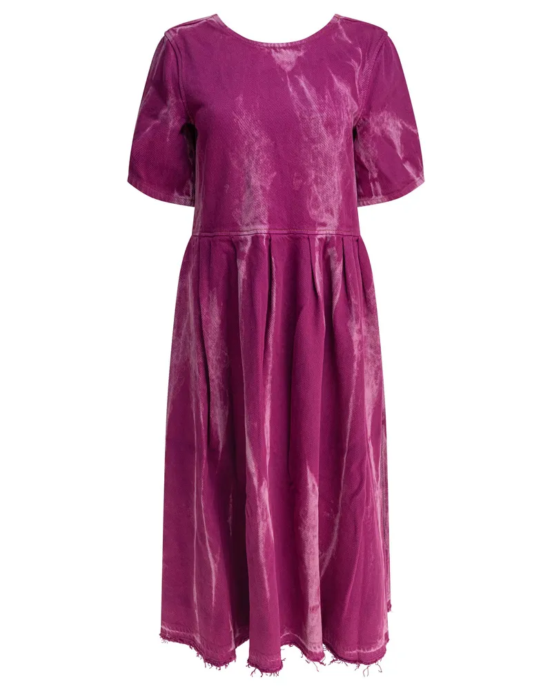 Ganni überyed Heavy Denim Open Back Midi Kleid Purple