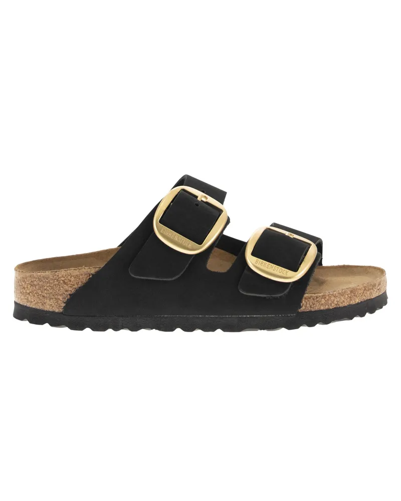 Birkenstock Arizona Leder -Slipper mit großer Schnalle Black