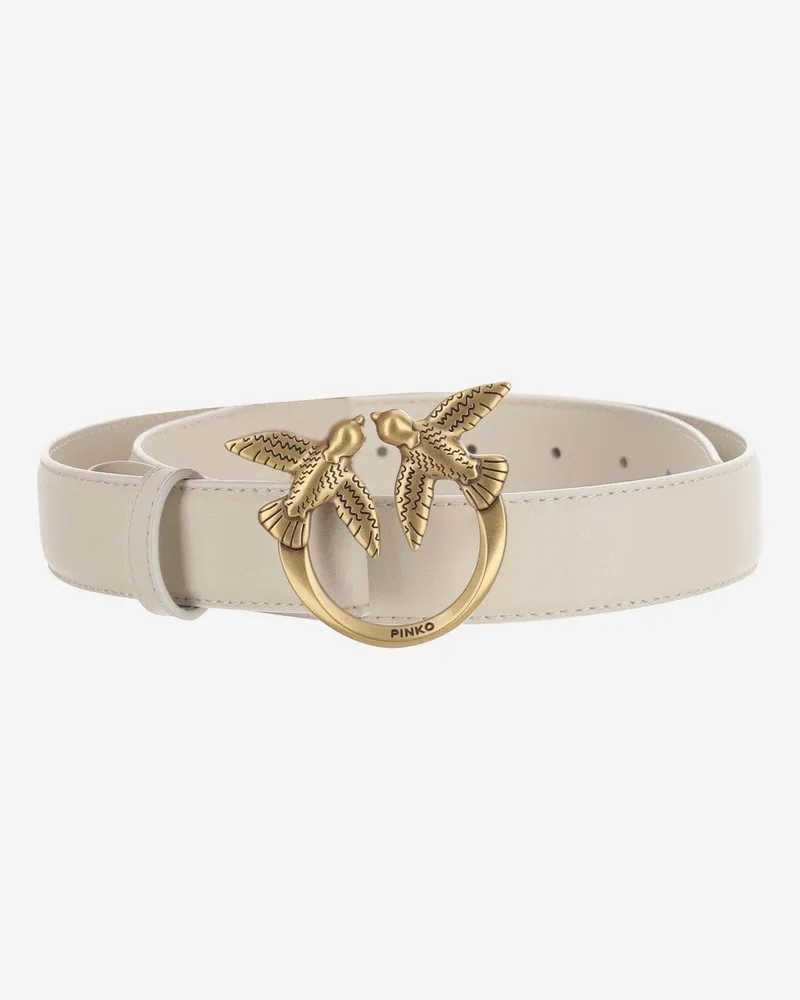 Pinko Love Berry Ledergürtel White