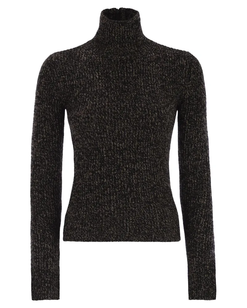 Max Mara Azulen1234 Woll- und Kaschmir -Mouliné -Rollkragenpullover -Jumper Camel