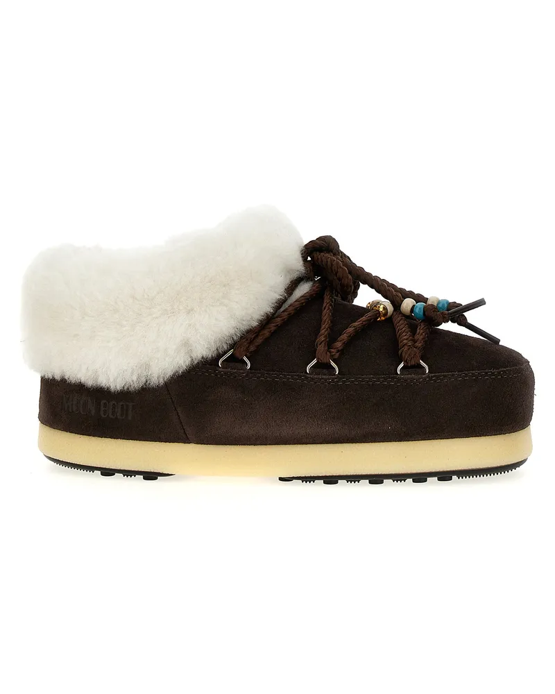 Moon Boot Mondstiefel 'Mule Wildleder Perlen' Knöchelstiefel Brown