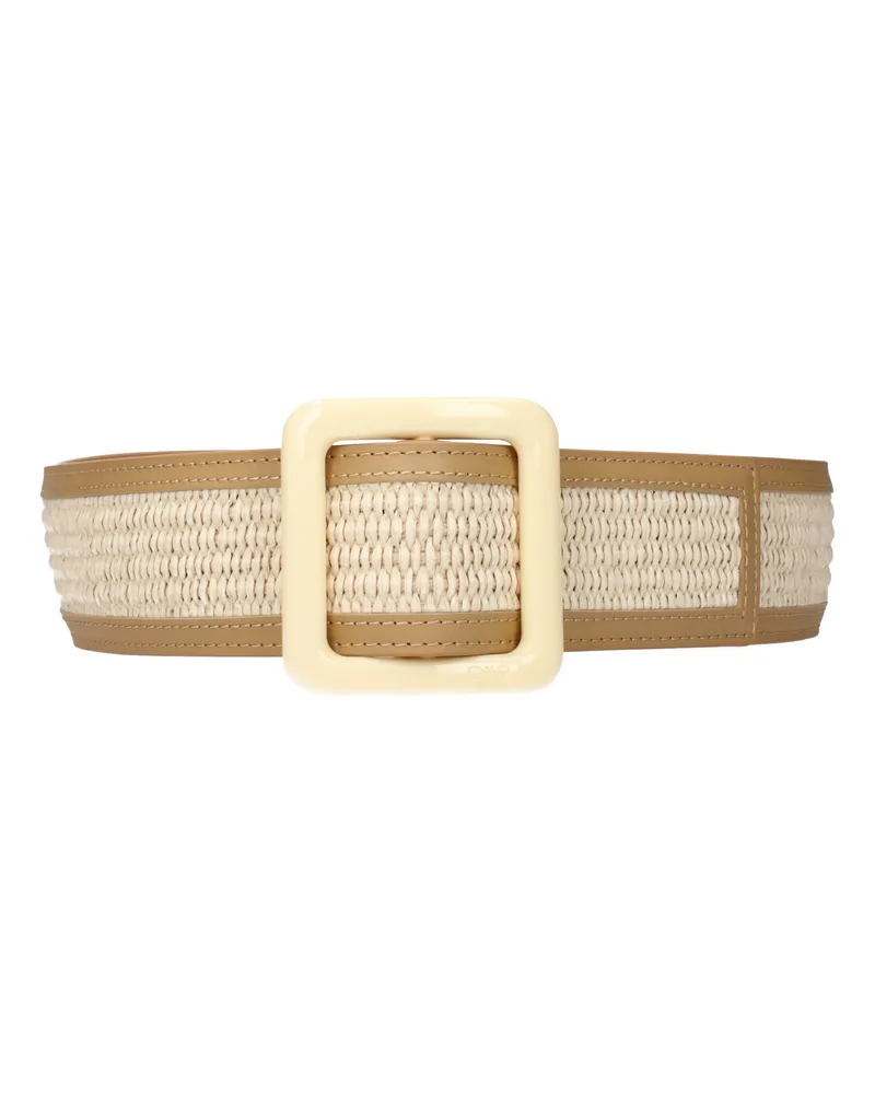 Max Mara Weekend Damens Gürtel Bast Beige/Elfenbein -