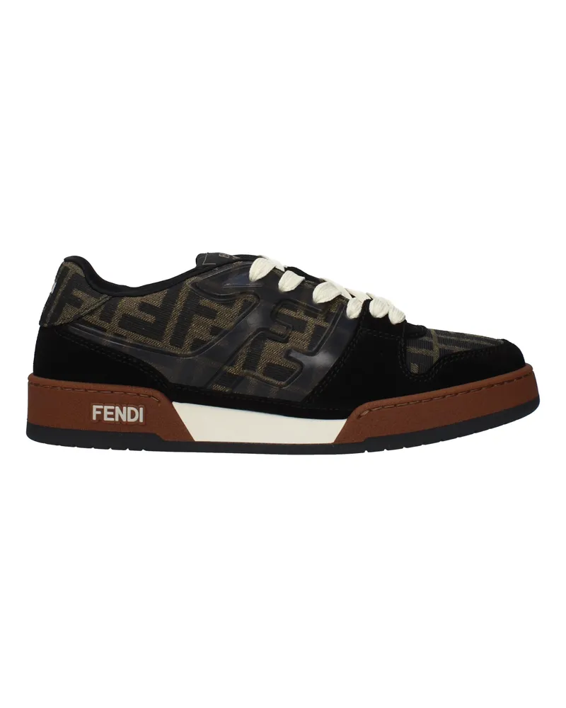 Fendi Sneakers Match Herrens Stoff Schwarz/Tabak -