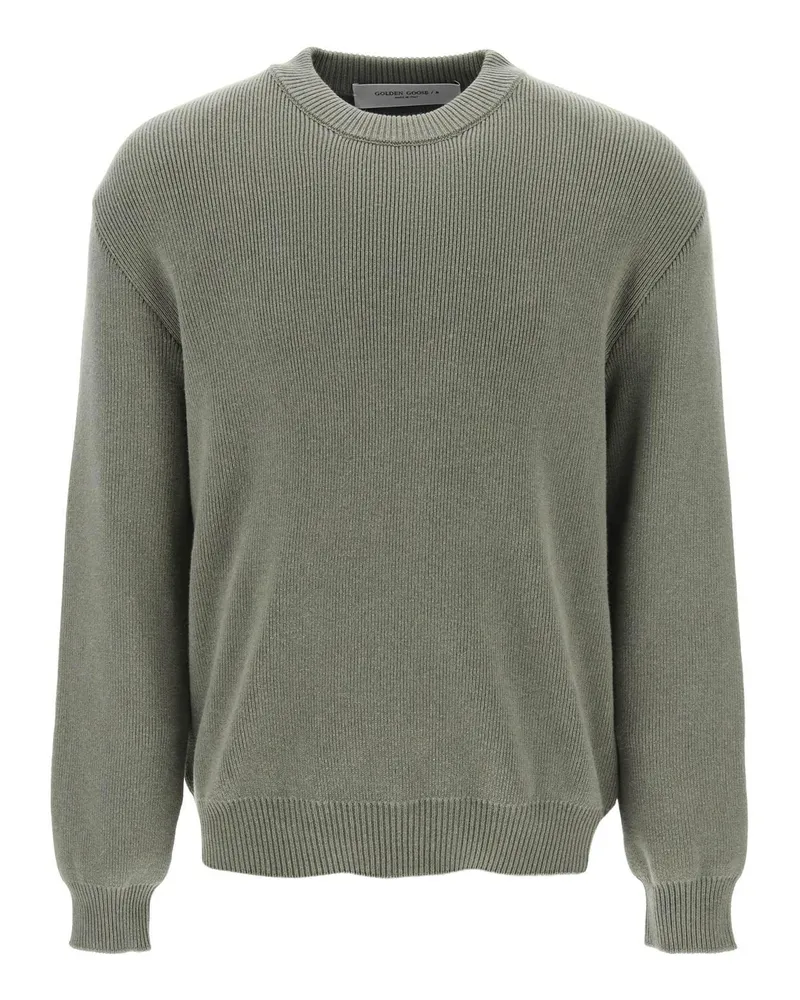 Golden Goose Goldener Gans Davis -Baumwollrippenpullover Khaki