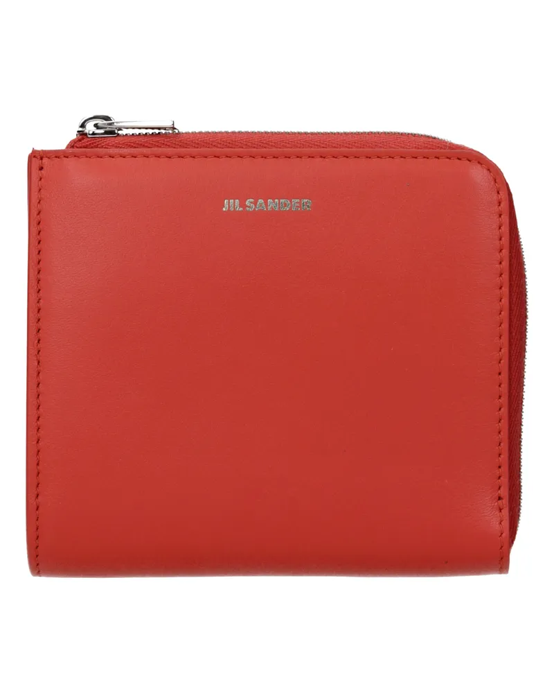 Jil Sander Damens Orangefarbene Lederbrieftasche -