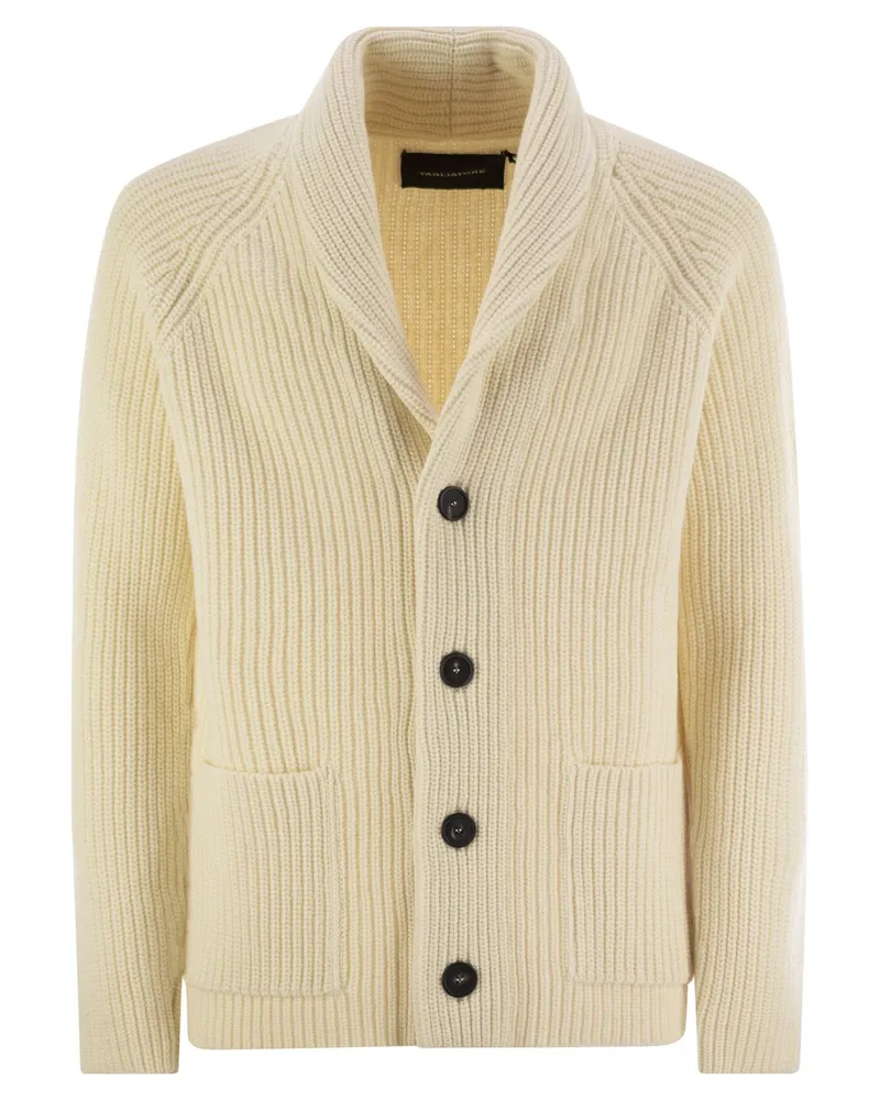 Tagliatore Rippenwoll -Strickjacke White