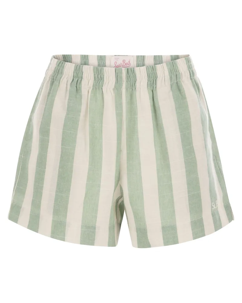 MC2 Saint Barth Meave gestreifte Baumwollshorts White