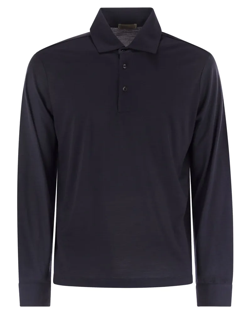 Herno Resort Polo -Hemd in weichem Wollstrick Blue