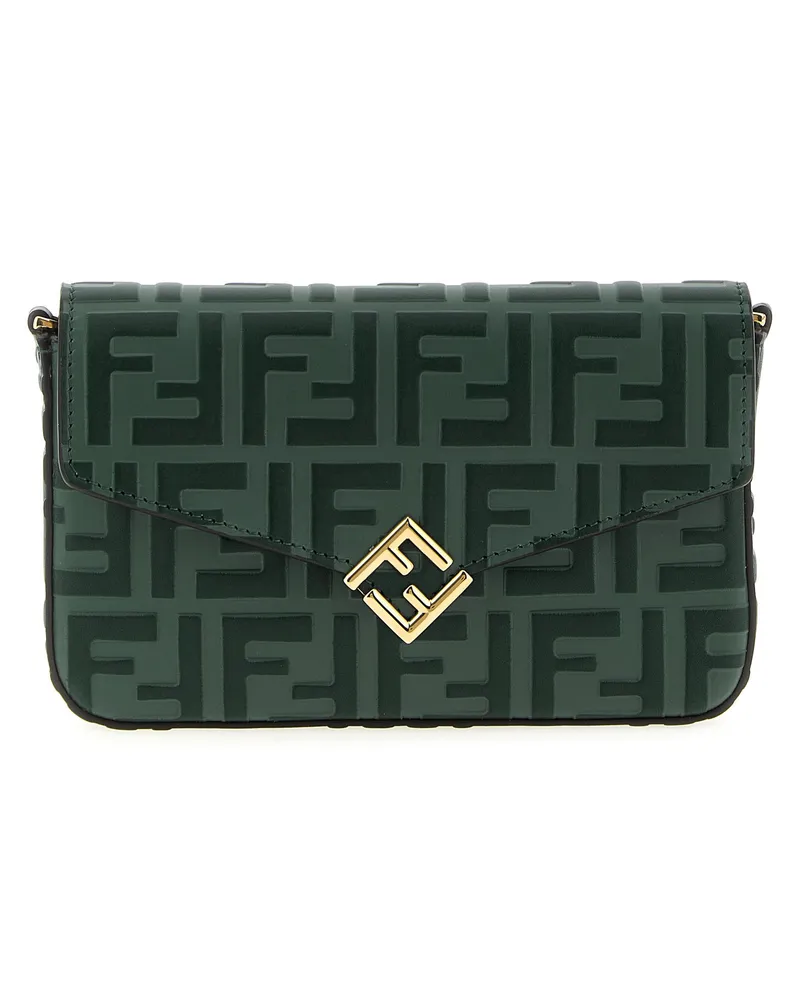 Fendi ff Diamonds' Brieftasche auf der Kette Green