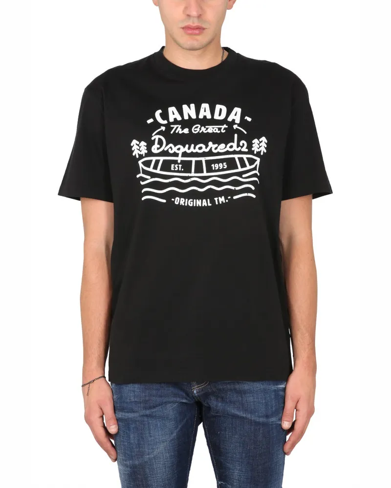 Dsquared2 Logo Druckt -Shirt Black
