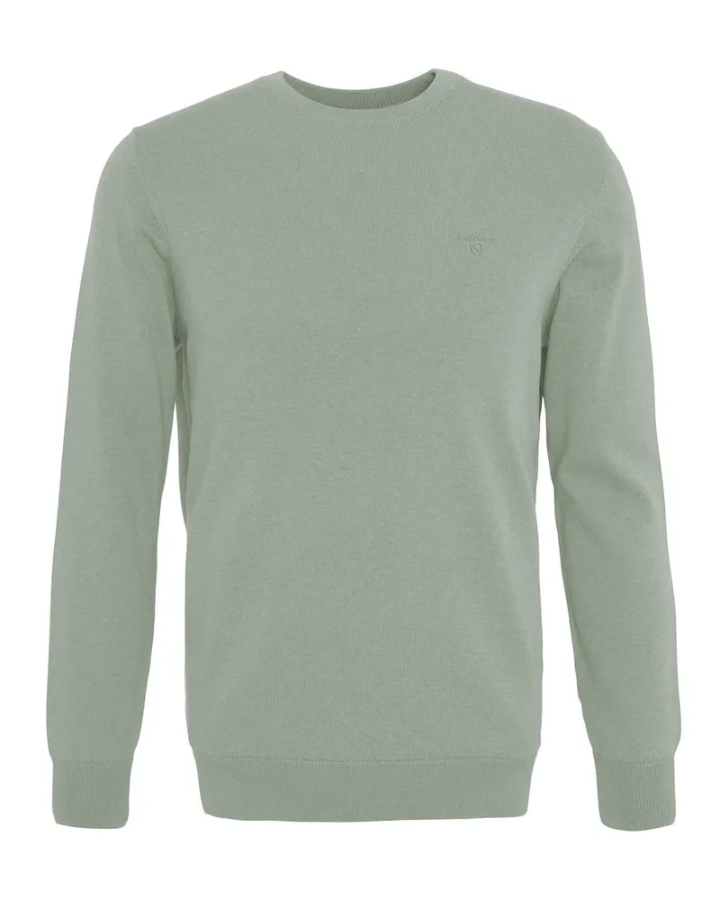 Barbour Maglione Girocollo in Cotone Pima Agave Green Green